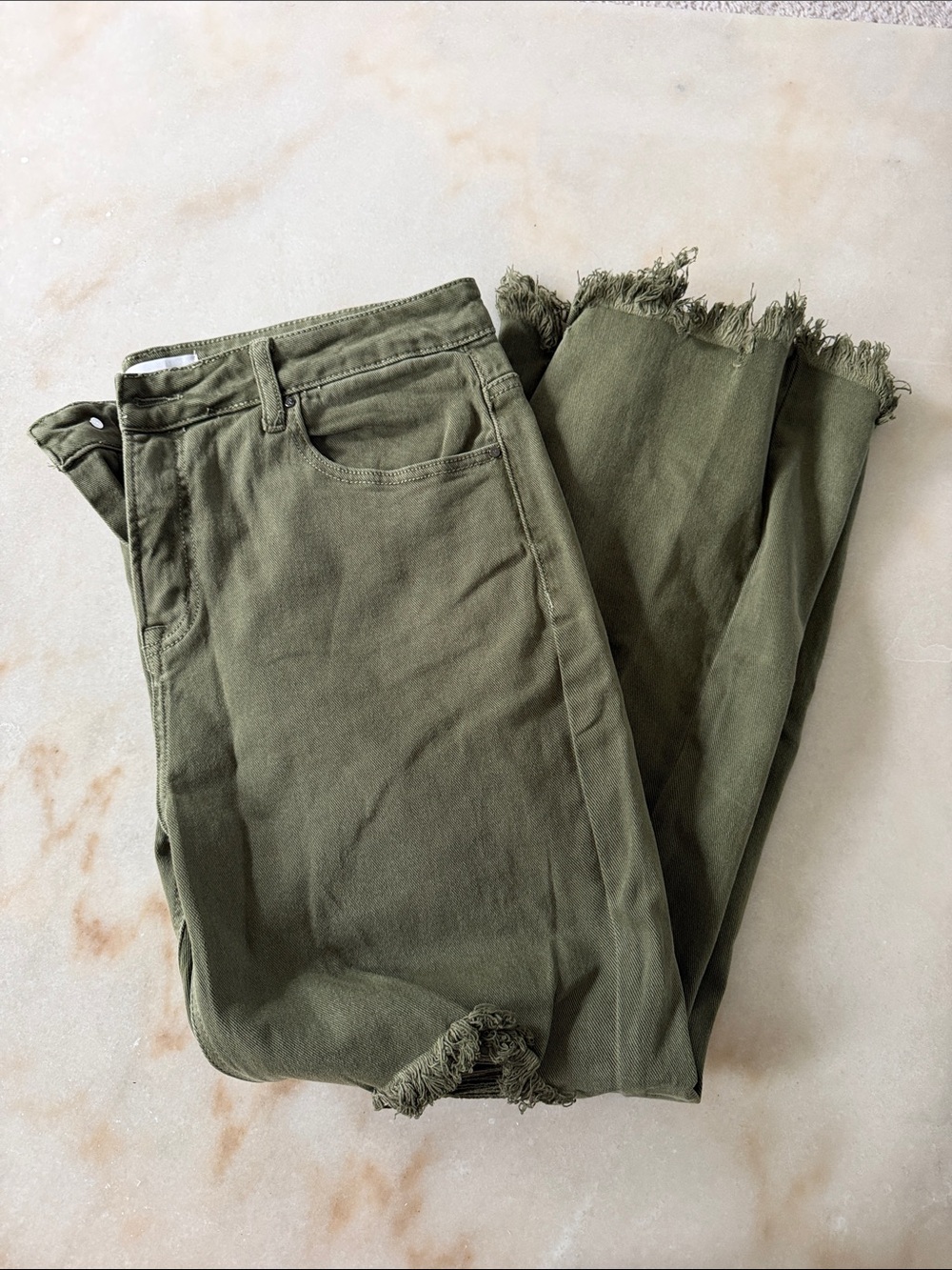 Nwot Risen Olive Frayed Hem Jeans